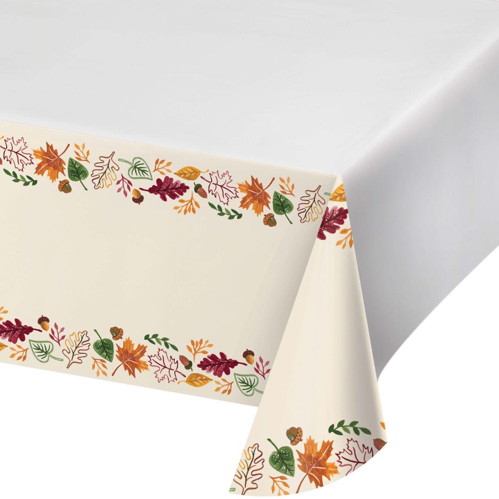 12-Piece Bulk Fall Festivities Paper Table Covers with Border Print - Perfect for Thanksgiving, Halloween, and Autumn Party Decorations