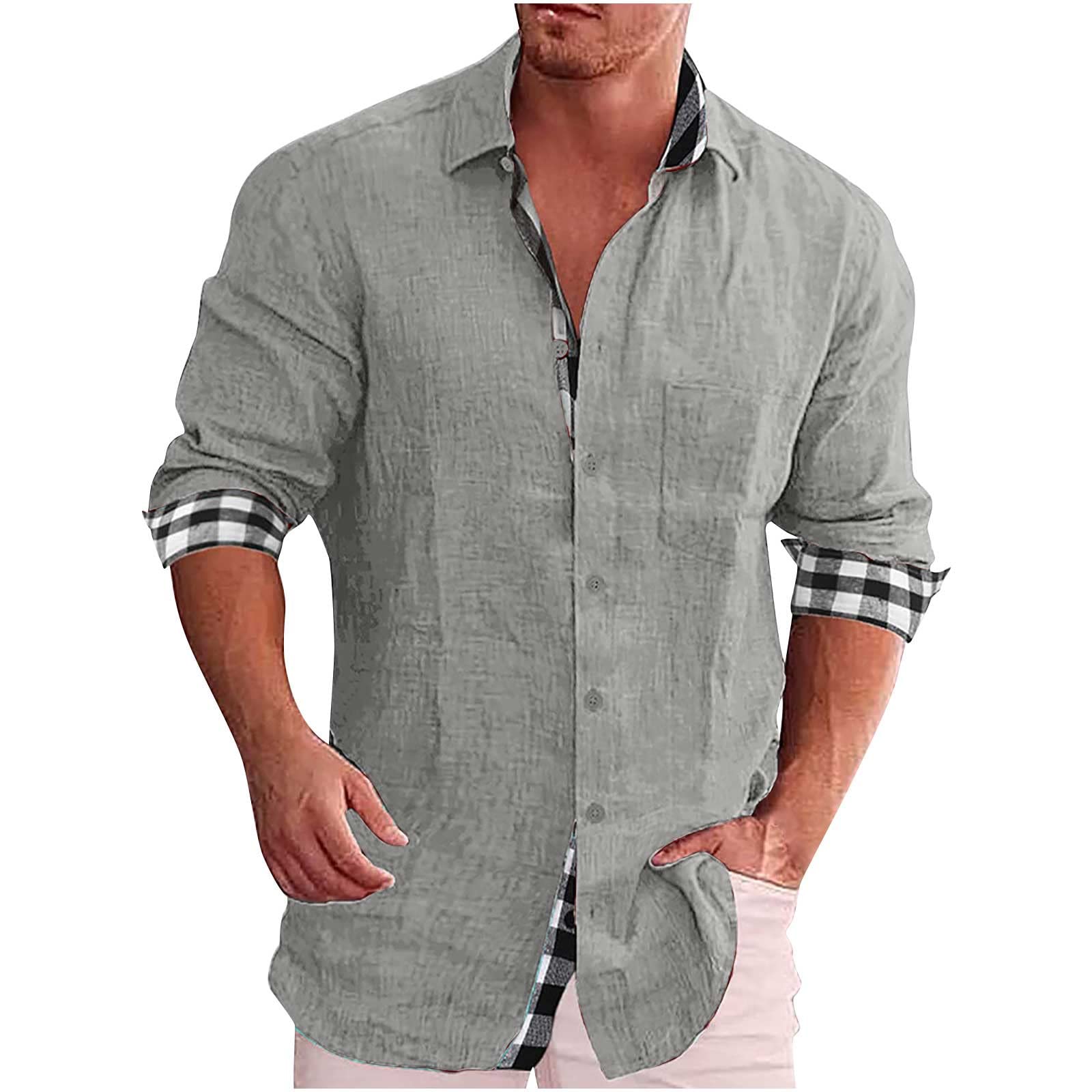 Men's Short Sleeve Button Down Shirt - Cotton Linen Blend Striped Casual Business Shirt for Work | Slim Fit Comfort Top for Office, Summer Outfits & Smart Casual Wear