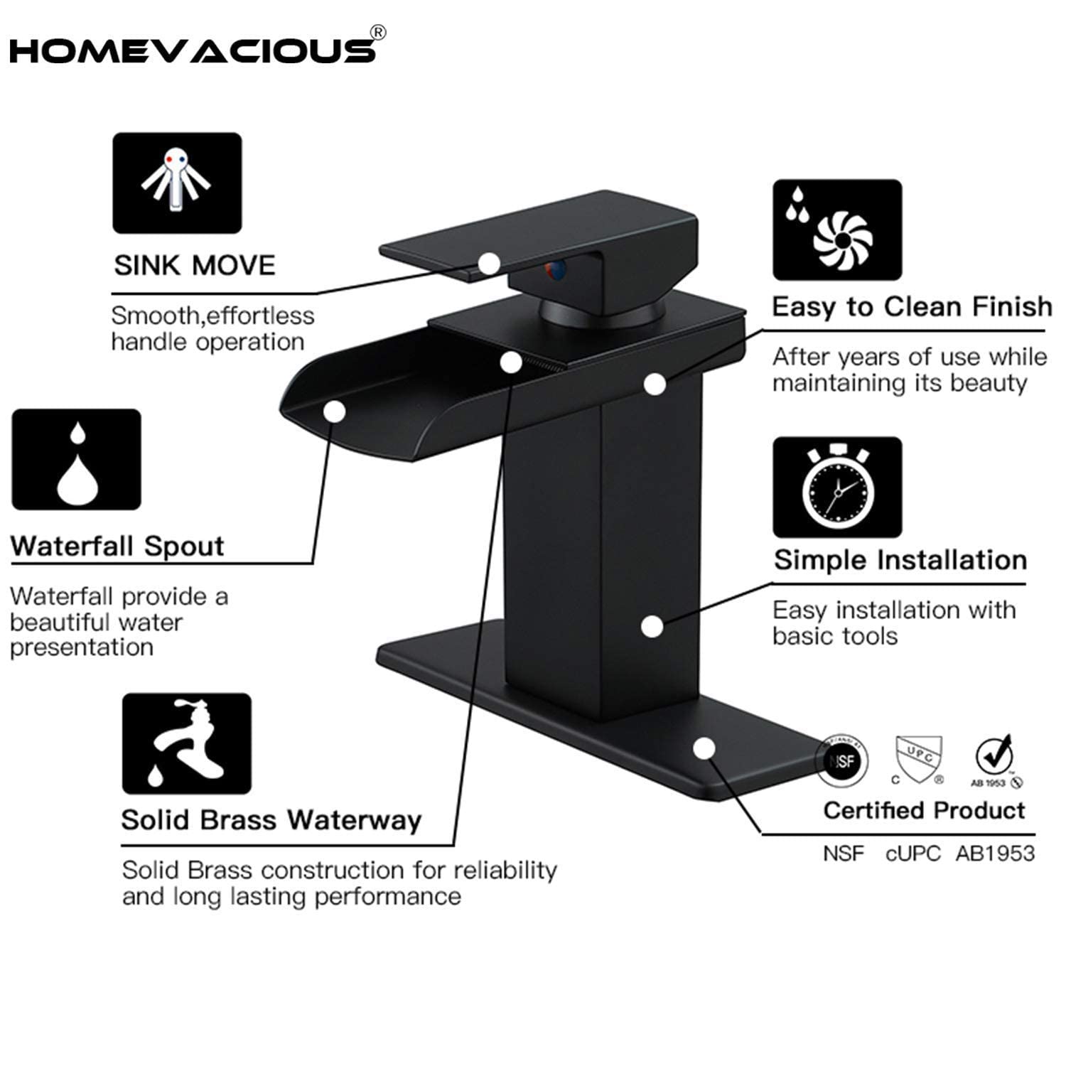 Matte Black Waterfall Bathroom Faucet with Pop Up Drain - 12 Inch Rainfall Shower Head & Handheld Spray Mixer - Wall Mounted Shower System for Modern Bathrooms (Ideal for Spa-Like Showers and Luxurious Bathroom Upgrades)