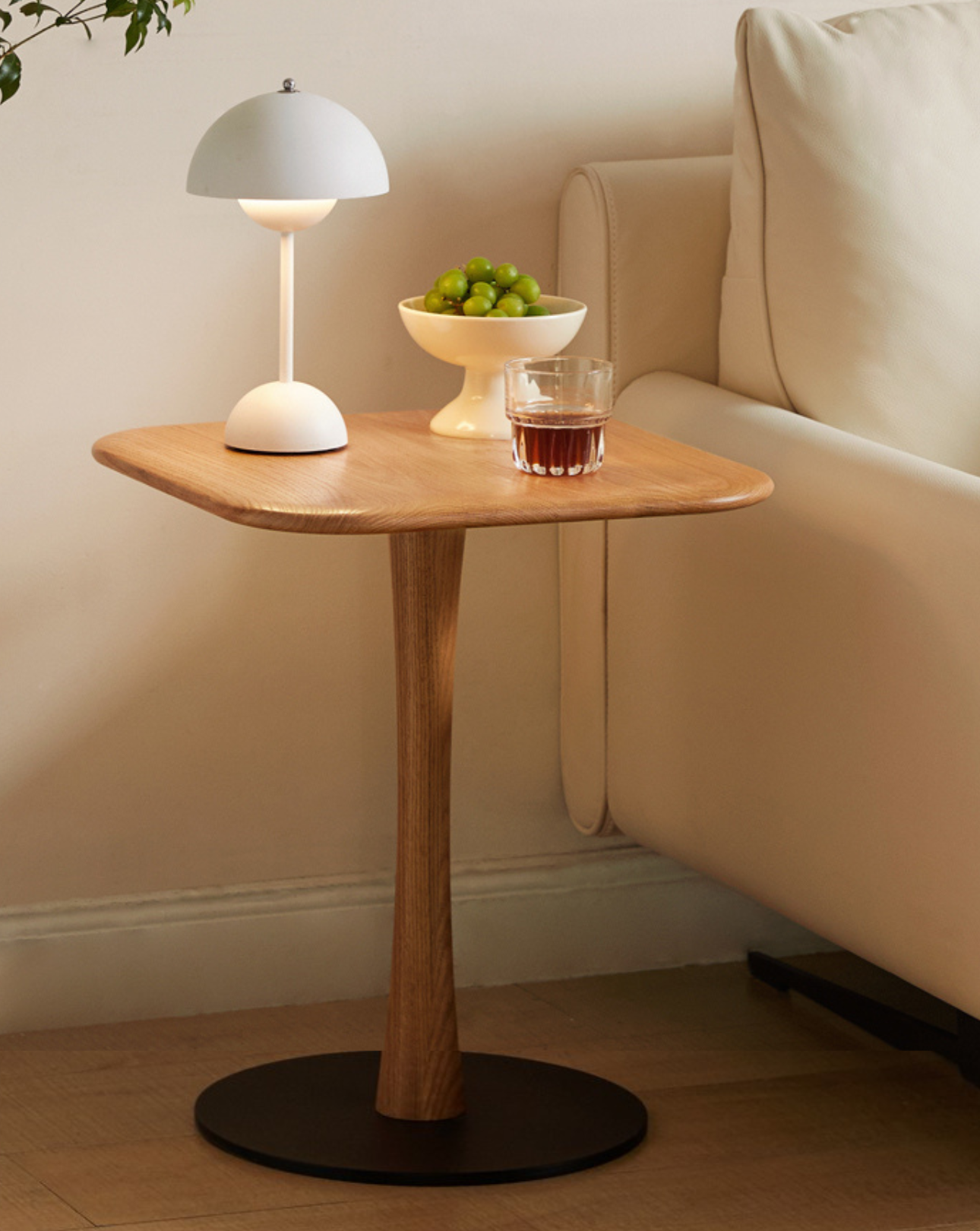 Solid Oak & Black Walnut Small Square Side Table - Handcrafted Wooden End Table for Living Room, Bedroom, or Office Decor