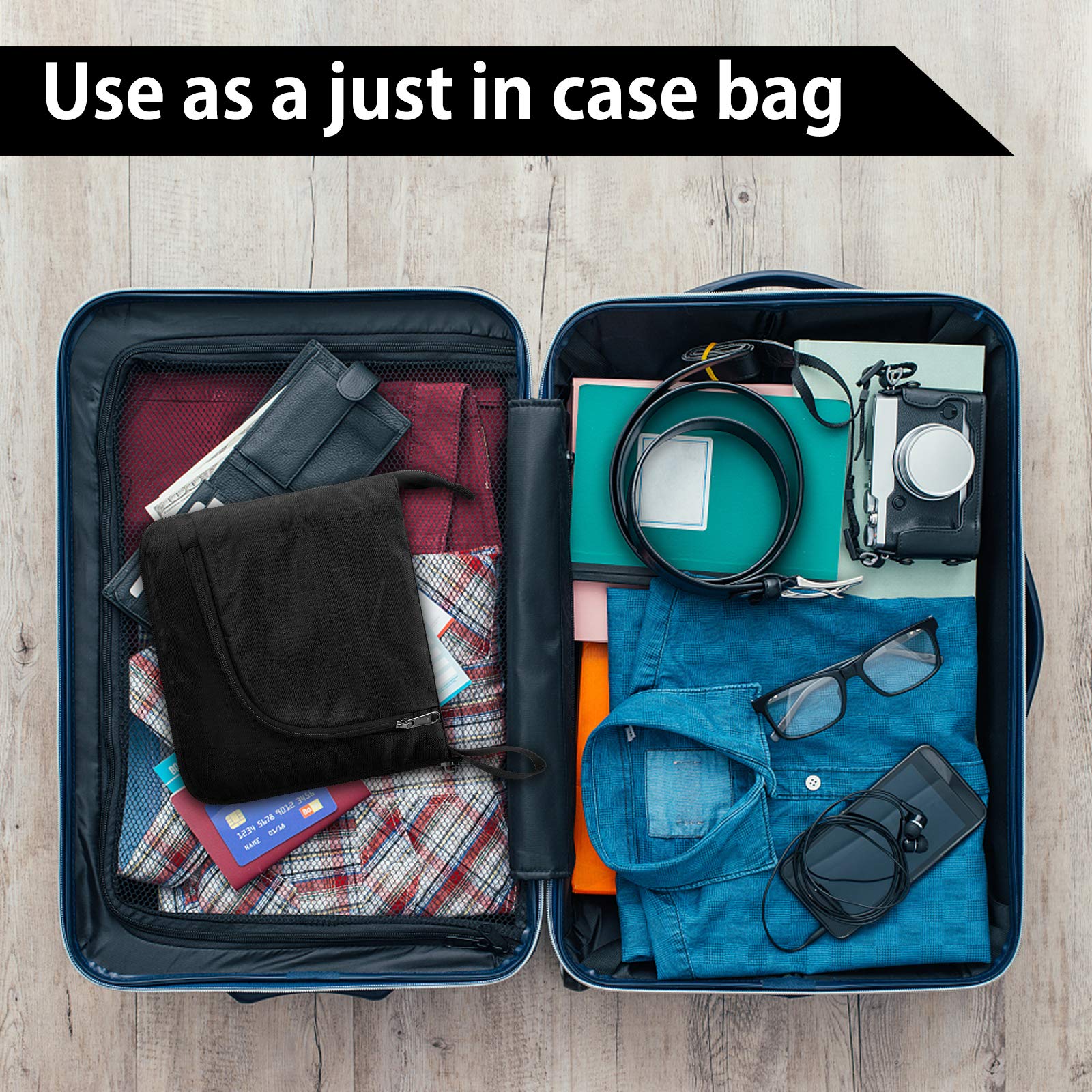 65L Waterproof Foldable Duffle Bag for Travel - Carry On Weekender Overnight Bag with Shoe Compartment for Men & Women | Perfect for Gym, Weekend Trips & Airplane Carry On (Black)