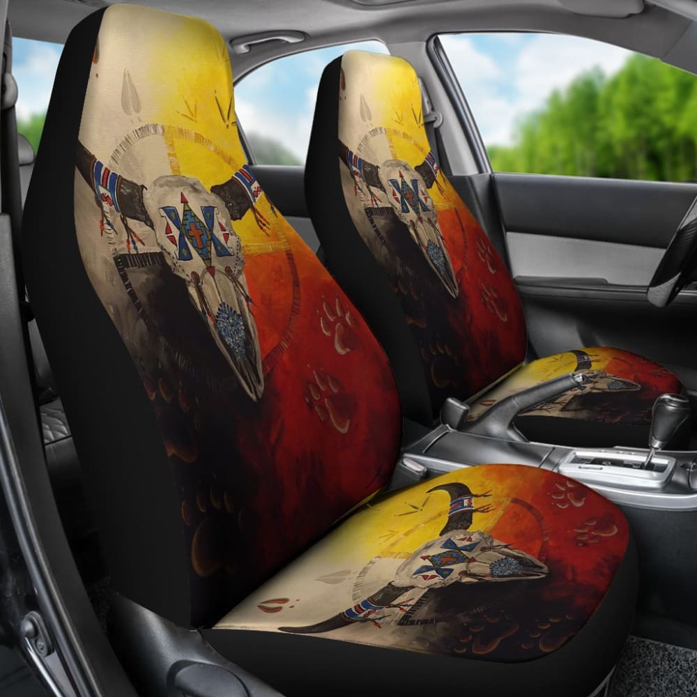 Authentic Native American Bison Medicine Wheel Car Seat Covers - Handcrafted Leather Vehicle Accessories for Trucks & SUVs | Perfect for Road Trips, Camping & Spiritual Journeys
