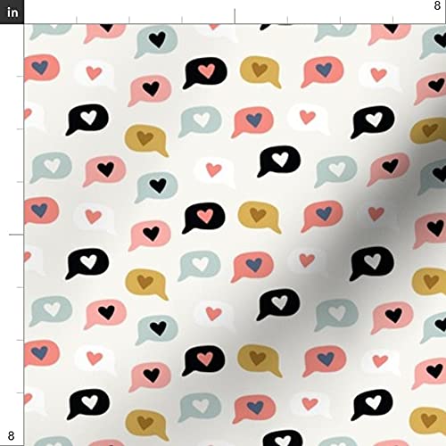Doodle Speech Bubbles Heart Bubble Love Valentines Day Printed Velvet Fabric - Upholstery & Apparel Material for Home Decor, DIY Crafts, and Fashion Projects | Fat Quarter Size for Sewing, Quilting, and Creative Designs