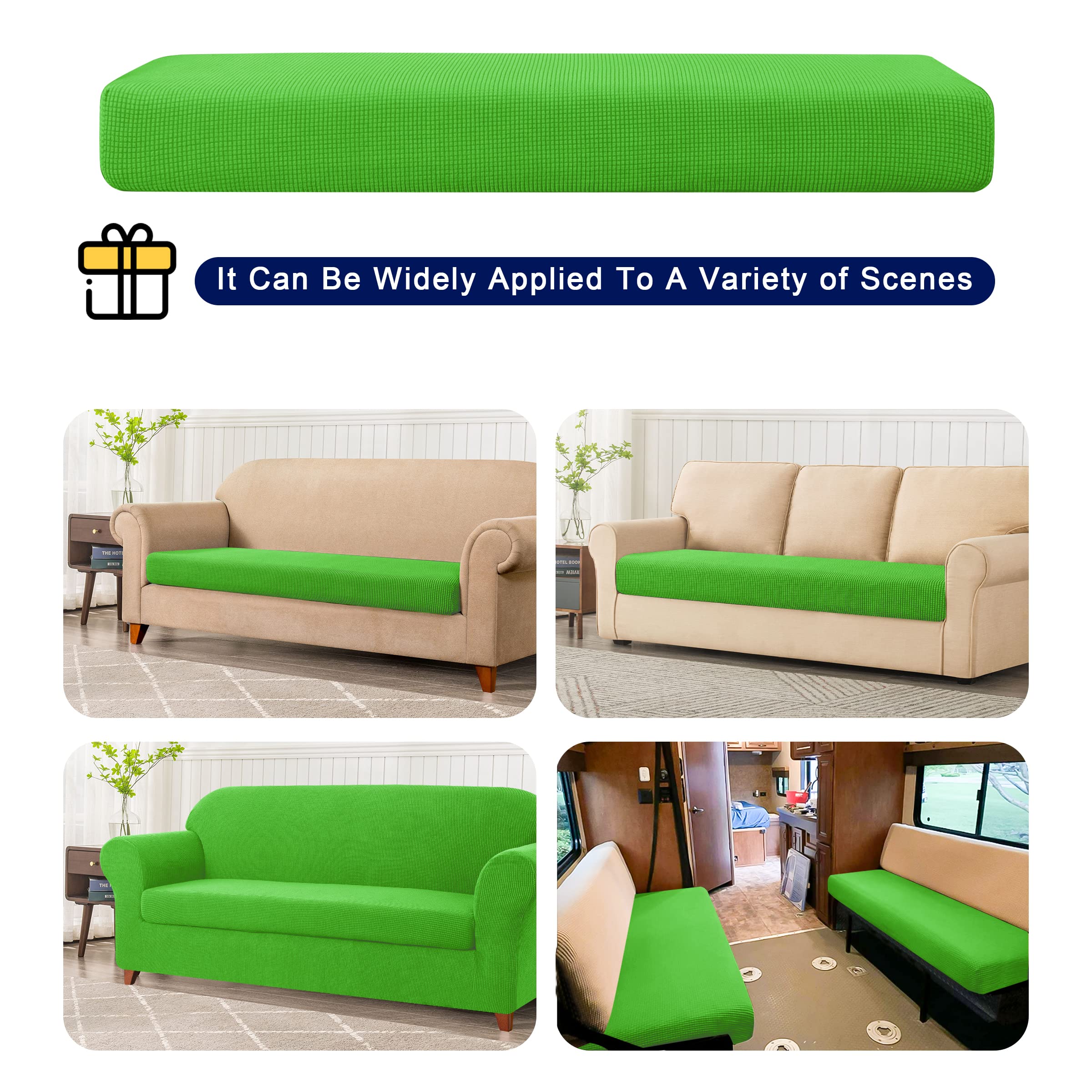 SUBRTEX Stretch Sofa Cover Set - 1 Piece Sofa Slipcover with Free Cushion Cover for 3-Seater Couch (Grass Green) - Perfect for Living Room, Home Decor & Furniture Protection