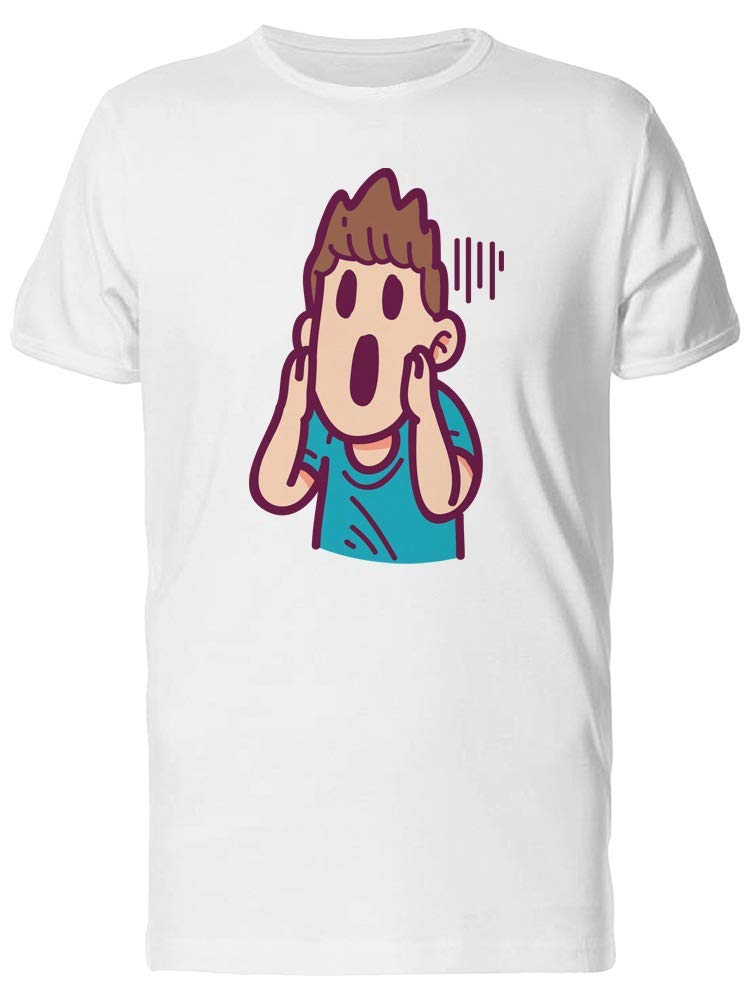 Funny Scared Man Cartoon T-Shirt for Men - Casual Graphic Tee for Everyday Wear, Parties, and Gifts
