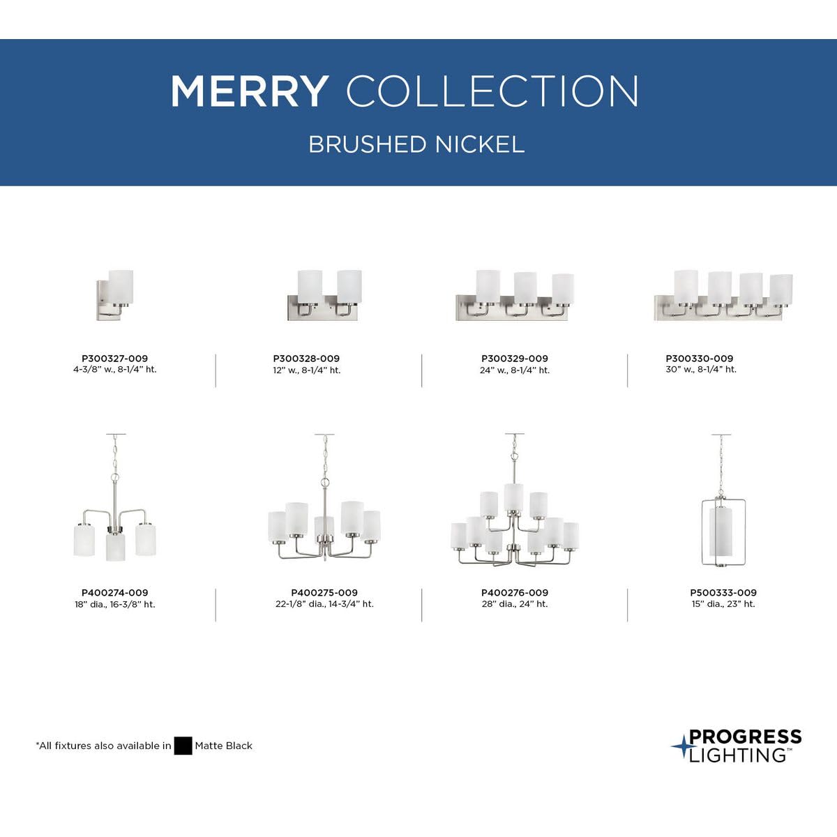 Progress Lighting Merry Collection 4-Light Brushed Nickel Bathroom Vanity Light with Etched Glass Shades - Perfect for Modern and Transitional Bathroom Decor