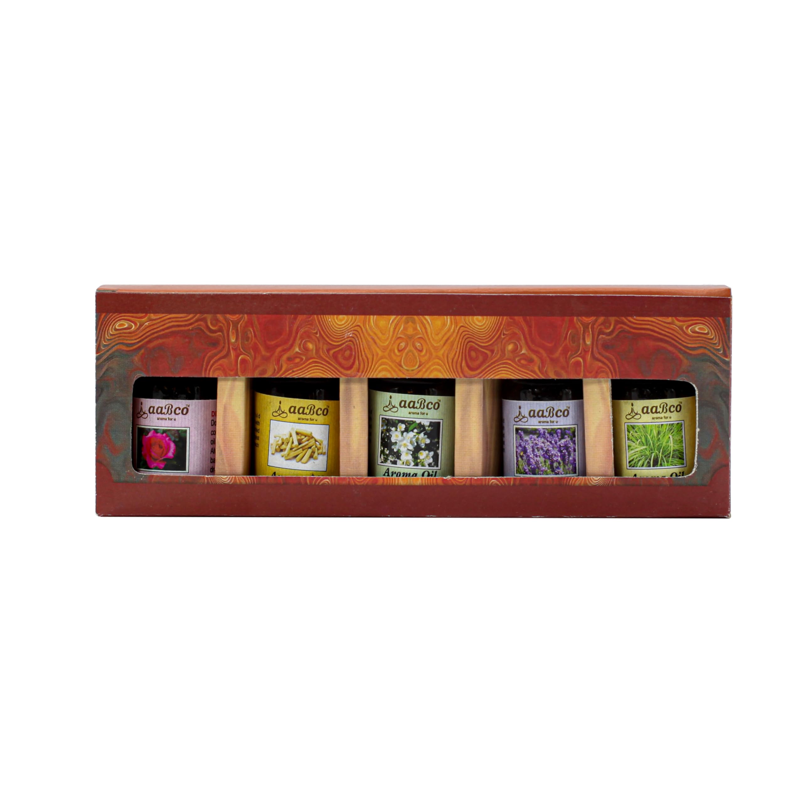 **AABCO Essential Oil Diffuser Set - 5 Pack (10ml Each) Lavender, Lemongrass, Jasmine, Rose & Sandalwood - Aromatherapy for Home, Office, Yoga & Spa - Relaxing & Calming Scented Oils**