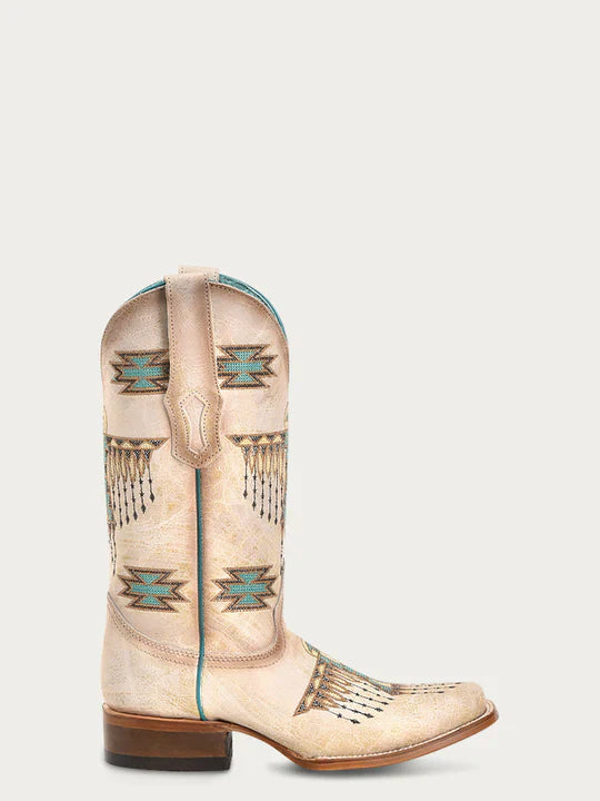 Z5219 Women's Western Cowboy Boots with Eagle Embroidery & Square Toe - Stylish Woven Leather Boots for Country Rides, Concerts & Fashion Outfits