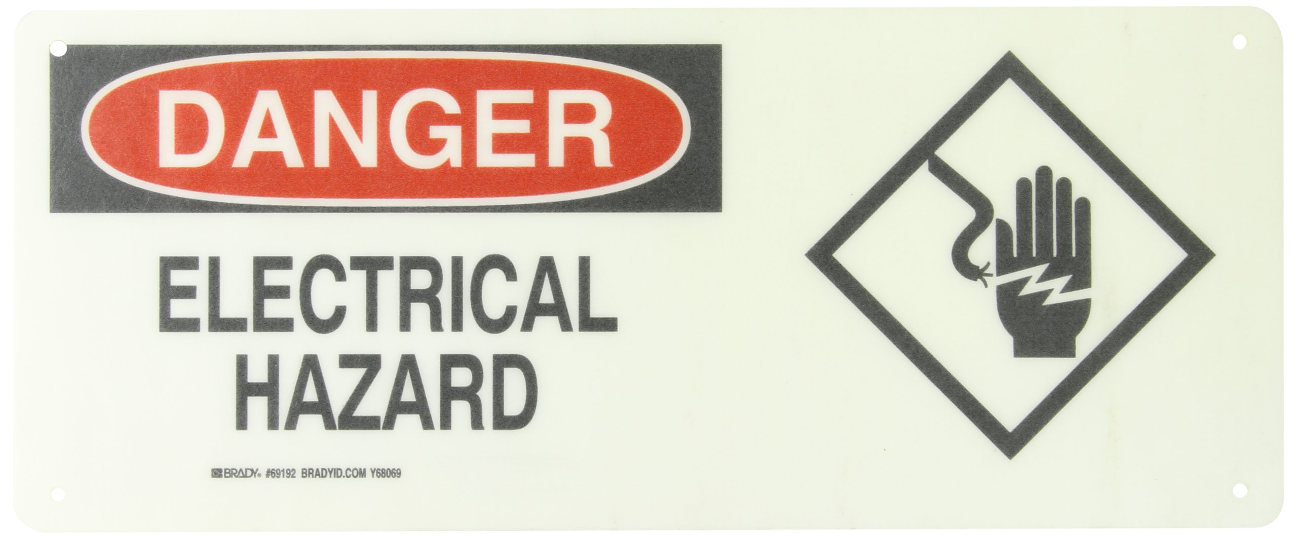 Danger Electrical Hazard Sign - Brady 69192 17x7in Fiberglass for Workplace Safety