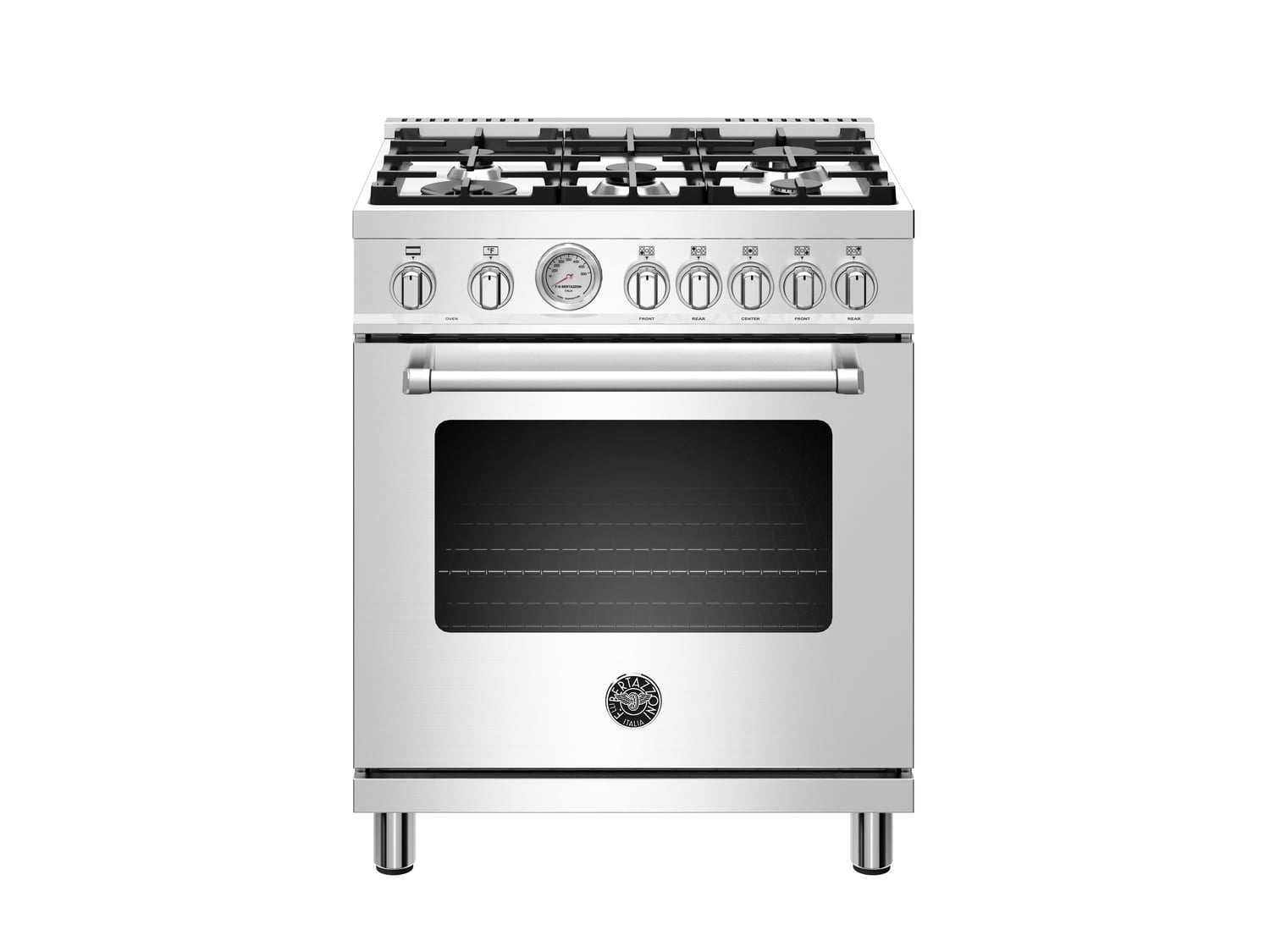 Bertazzoni MAST305DFMXE 30 Inch Professional Dual Fuel Range - 5 Sealed Burners, Electric Convection Oven in Stainless Steel - Perfect for Home Chefs & Modern Kitchens