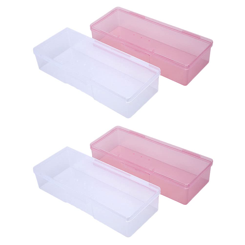 Minkissy Nail Art Tool Storage Box - 4pcs Manicure & Pedicure Organizer Case with Brush Holder for Professional Nail Technicians | Perfect for Salon, Home Use & Travel Nail Kit Organization