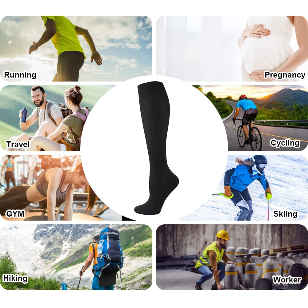 HYCOPROT 15-20 mmHg Compression Socks for Women & Men - 3 Pairs for Improved Circulation, Running, Nursing, Pregnancy & Travel - Perfect for Athletes, Nurses & Frequent Flyers