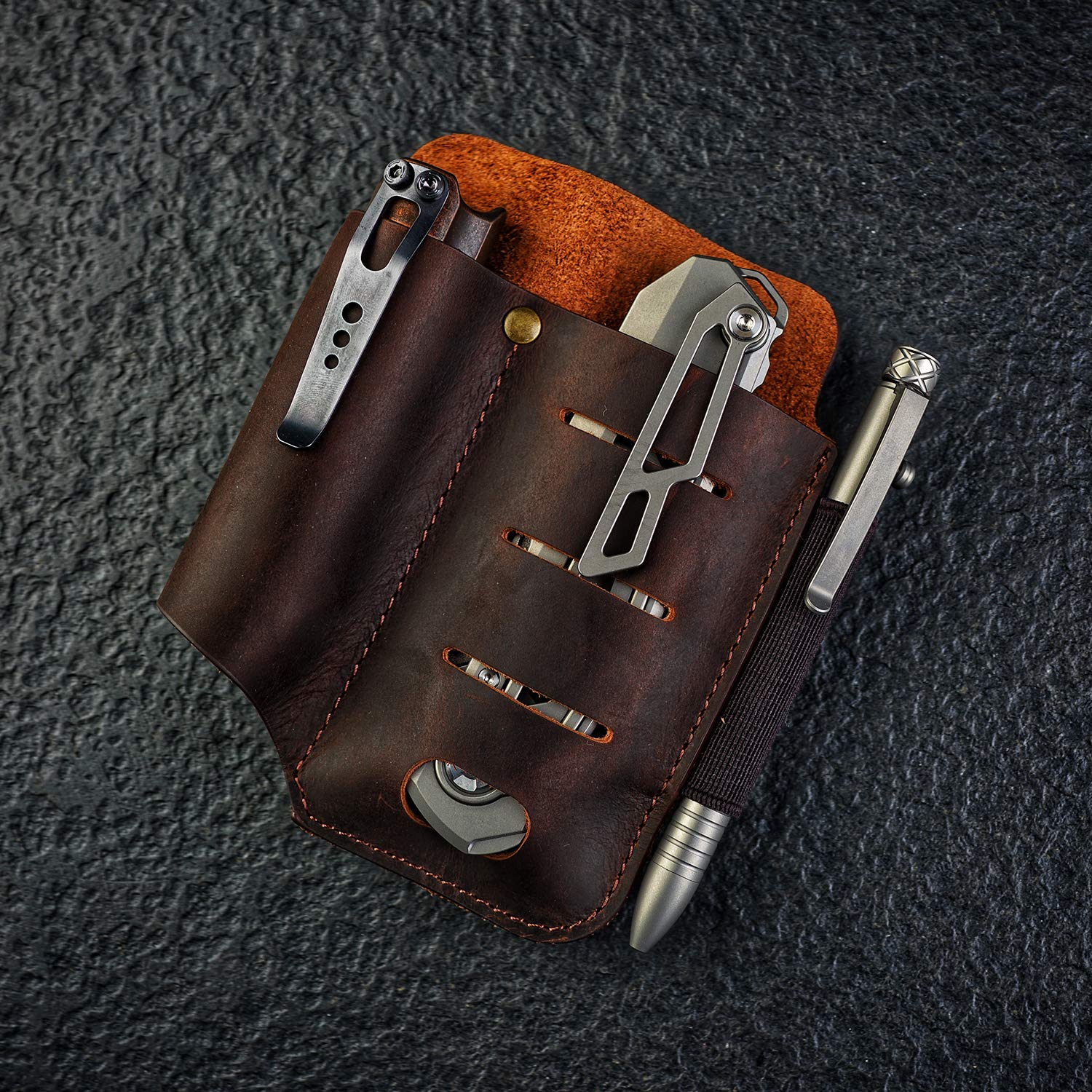 VIPERADE PJ15 Multitool Sheath - Premium Leather Belt Holster for EDC Gear, Flashlight & Pocket Organizer - Durable Tactical Accessory for Outdoor, Camping & Everyday Carry