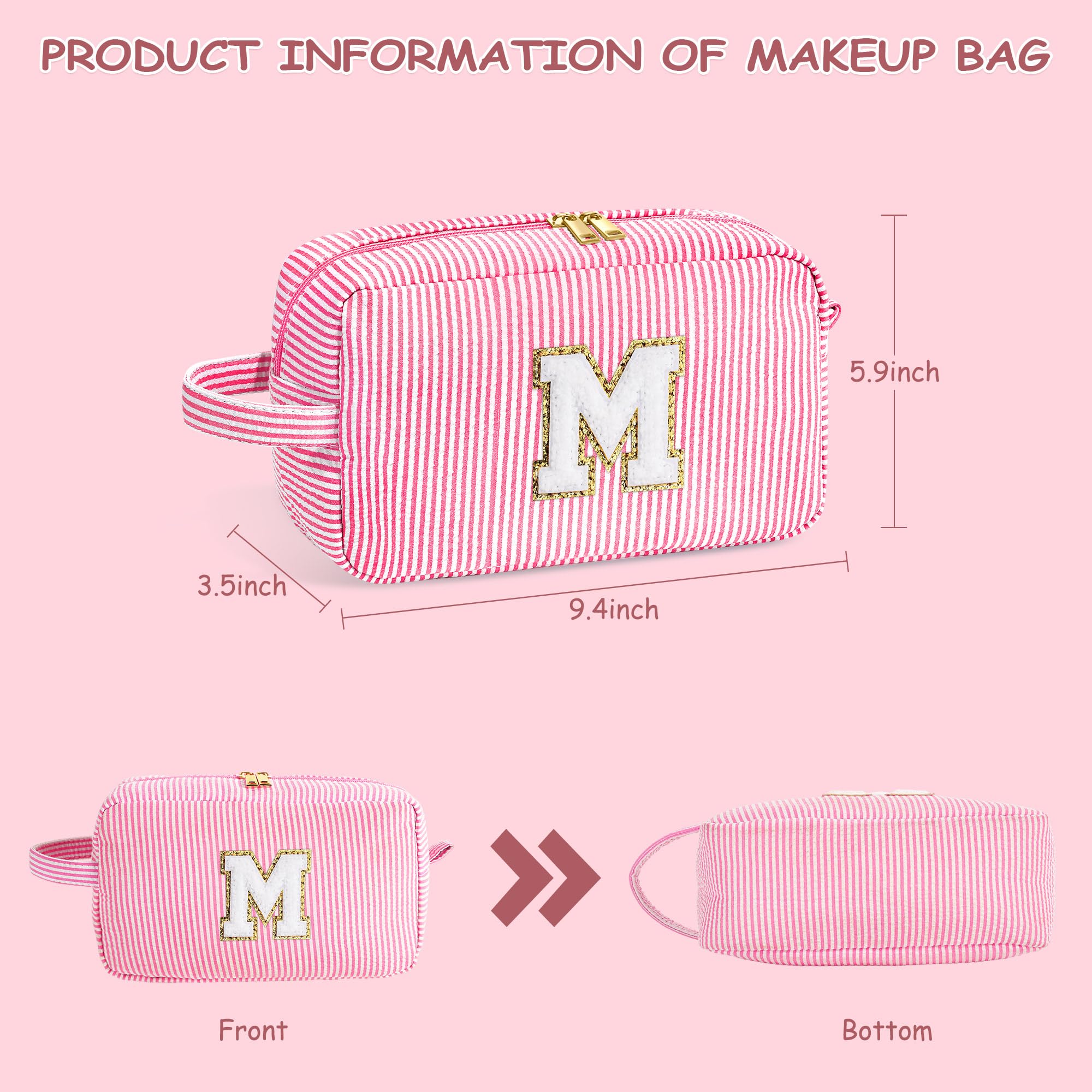 YOOLIFE Personalized Initial Makeup Bag - Easter Gifts for Women, Teens, Girls & Kids | Birthday Present for Mom, Sister, Friend & Daughter | Perfect for Travel, School & Cosmetic Storage