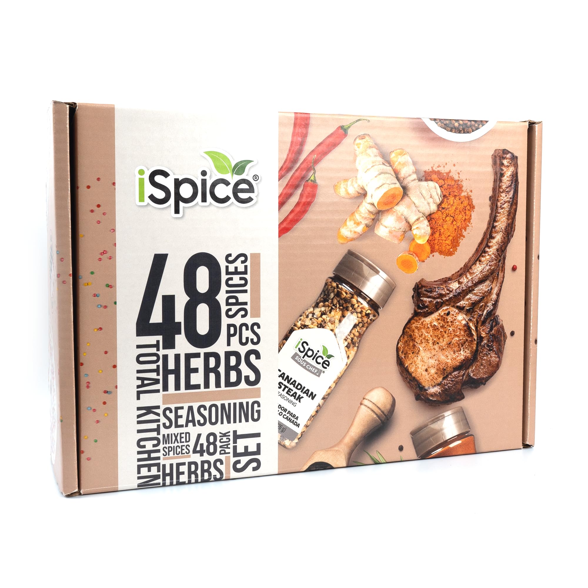 iSpice Starter Spice Set - 48 Pack Premium Herb Spices & Seasonings Kit for Cooking | Perfect Gift for Home Chefs | Ideal for Baking, Grilling & Everyday Meals