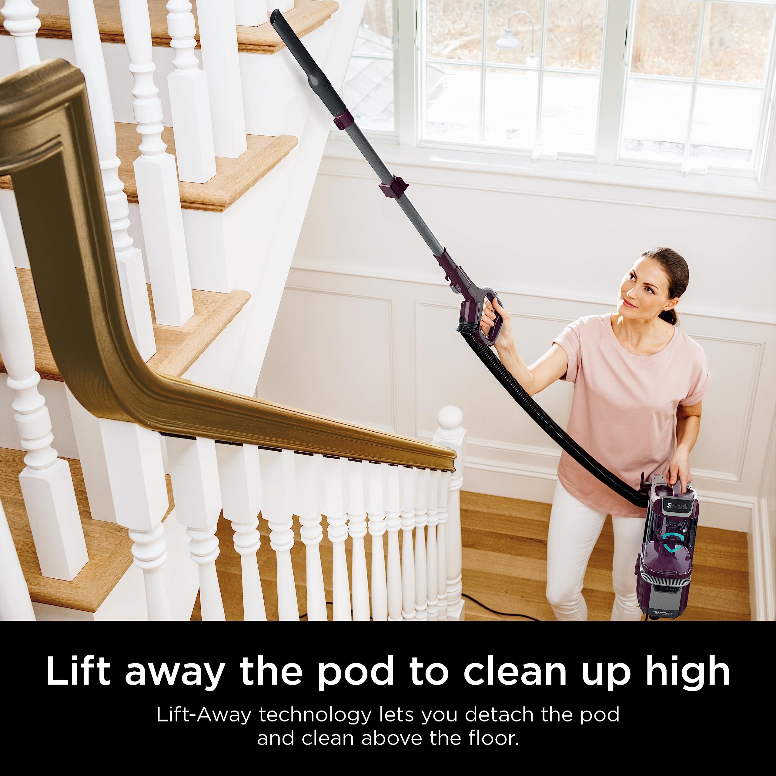 Shark LA702 Rotator Pet Lift-Away ADV Upright Vacuum Cleaner with DuoClean PowerFins, HairPro & Odor Neutralizer - 0.8 Qt Dust Cup, Wine Purple (Renewed) - Perfect for Pet Hair Removal & Deep Cleaning Carpets, Hard Floors & Stairs