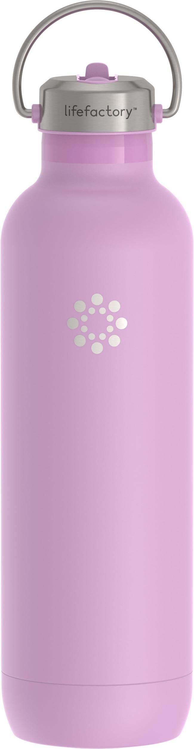 Lifefactory 32oz Stainless Steel Vacuum Insulated Water Bottle with Straw Lid - Leakproof BPA-Free Sports Drink Bottle for Gym, Hiking & Outdoor Activities - Pink