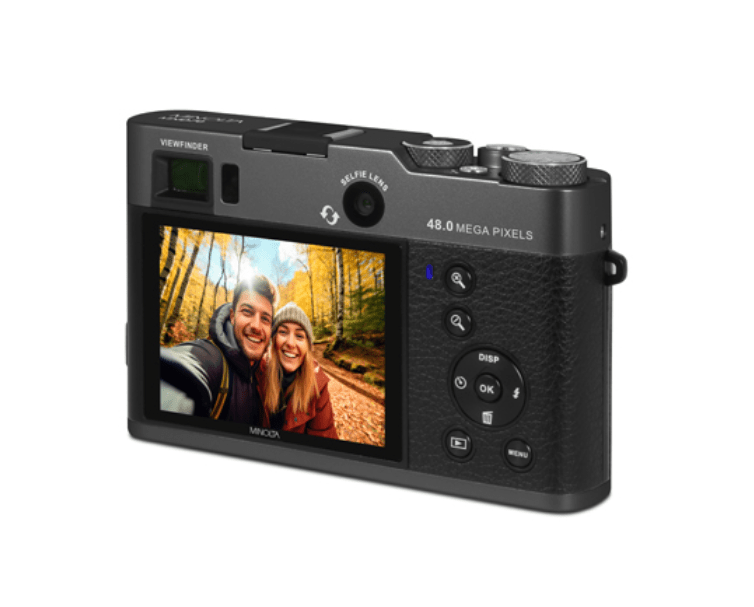 MINOLTA MND70 Retro 48MP Autofocus Camera - 5K Ultra HD Dual Lens WiFi Digital Camera (Black) - Perfect for Travel, Vlogging & Street Photography - No Memory Card Included