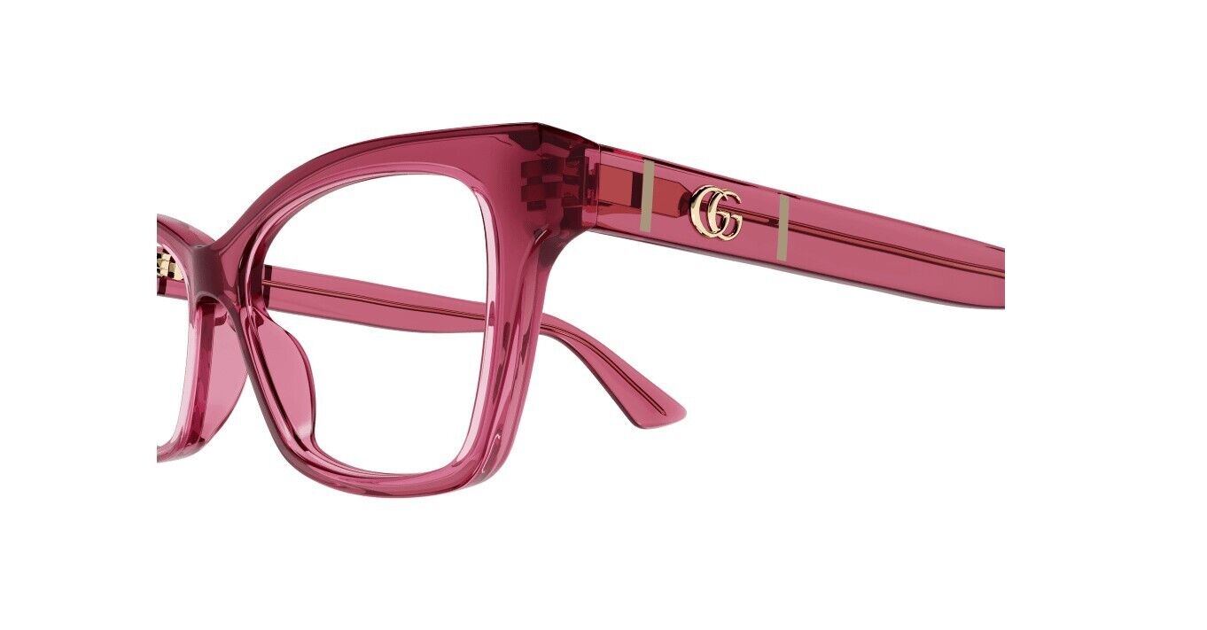 Gucci GG0634O 005 Burgundy Cat Eye Rectangular Women's Eyeglasses