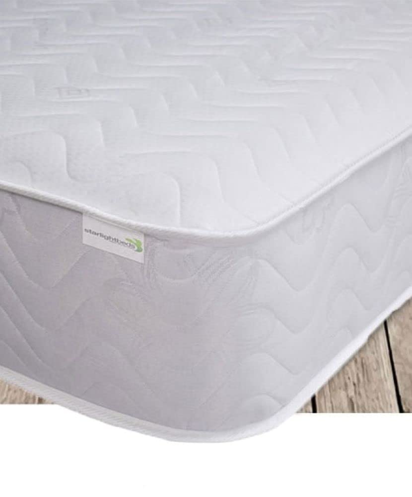 Starlight Beds Close Wave 8 Inch Deep Double Budget Mattress - Comfortable Sprung Support, White (4ft6 Double Size 135x190x20cm) for Guest Rooms, Dormitories & Small Bedrooms