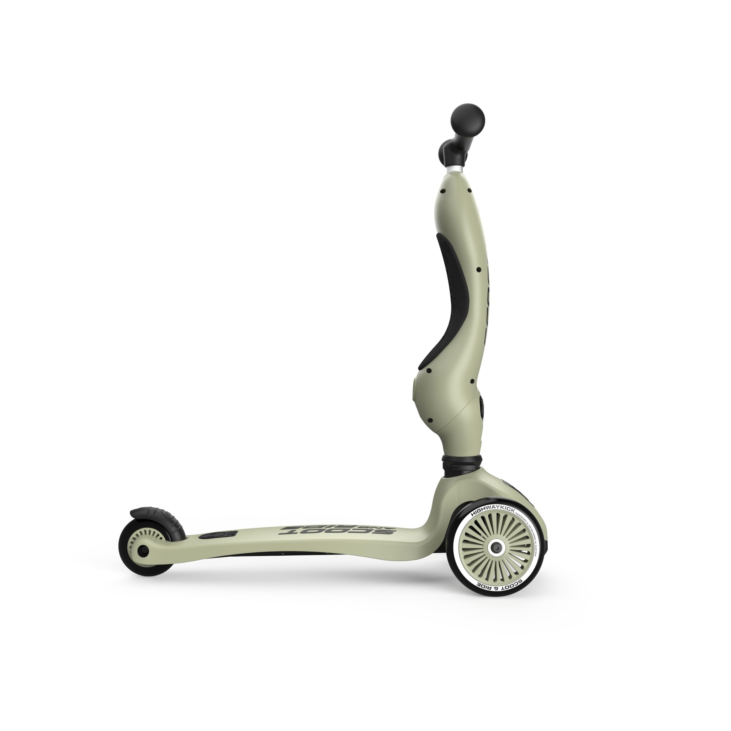 Scoot & Ride Highwaykick 1 2-in-1 Ride-On & Stand Scooter for Kids Ages 1-5 - Olive Green | Toddler Push Scooter & Balance Bike Alternative for Indoor & Outdoor Play