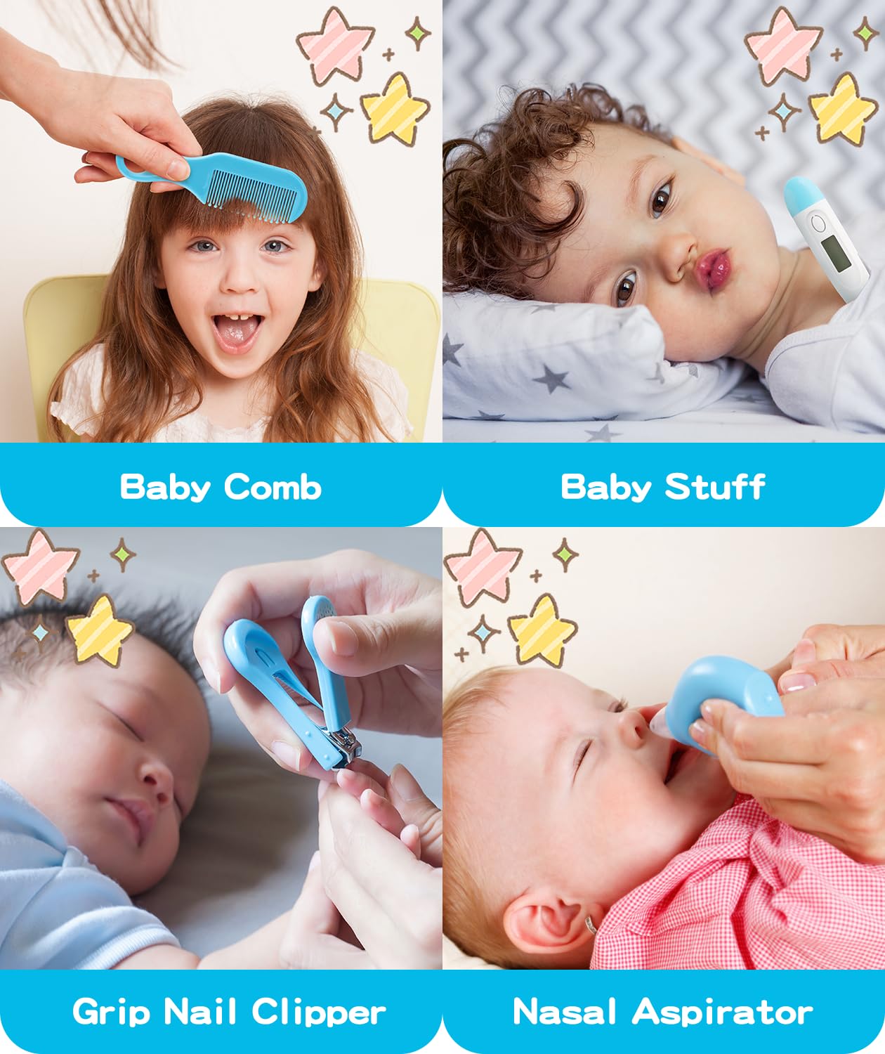 **25-in-1 Portable Baby Grooming & Healthcare Kit for Newborns – Hair Brush, Comb, Nail Clipper, Nasal Aspirator & More – Safe Nursery Essentials for Infant Boys & Girls (Blue) – Perfect for Travel, Home & Diaper Bag**