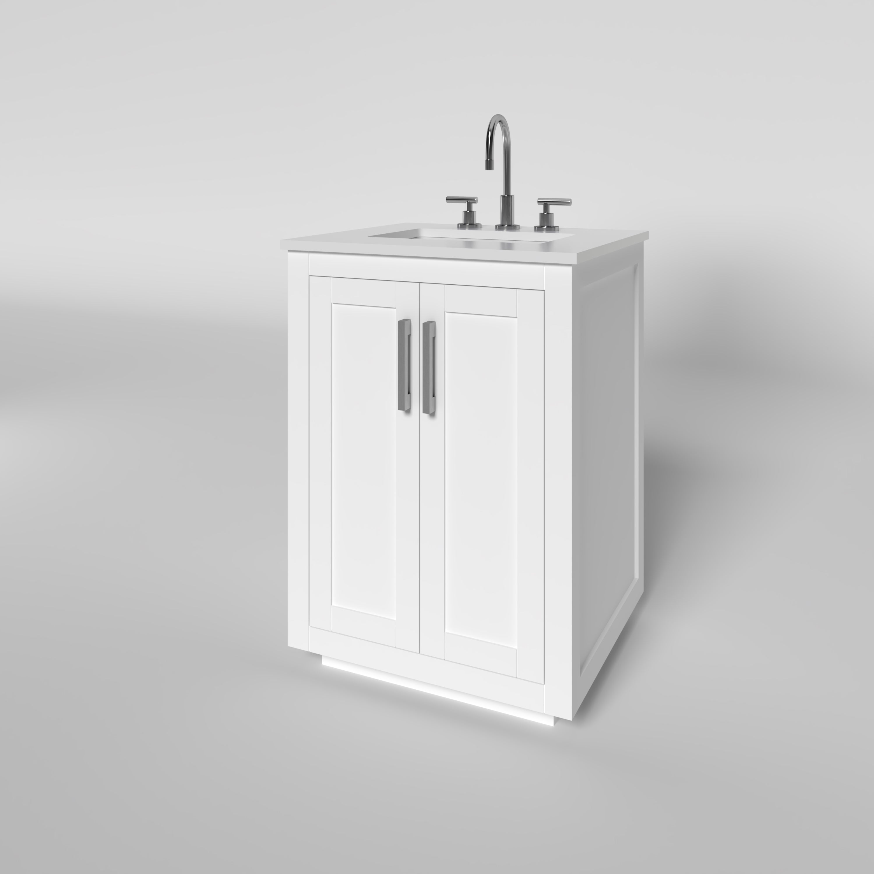 23.5 Inch White Bathroom Vanity Cabinet - Nearmé Miami Modern Single Sink Storage for Small Bathrooms, Powder Rooms & Home Renovations
