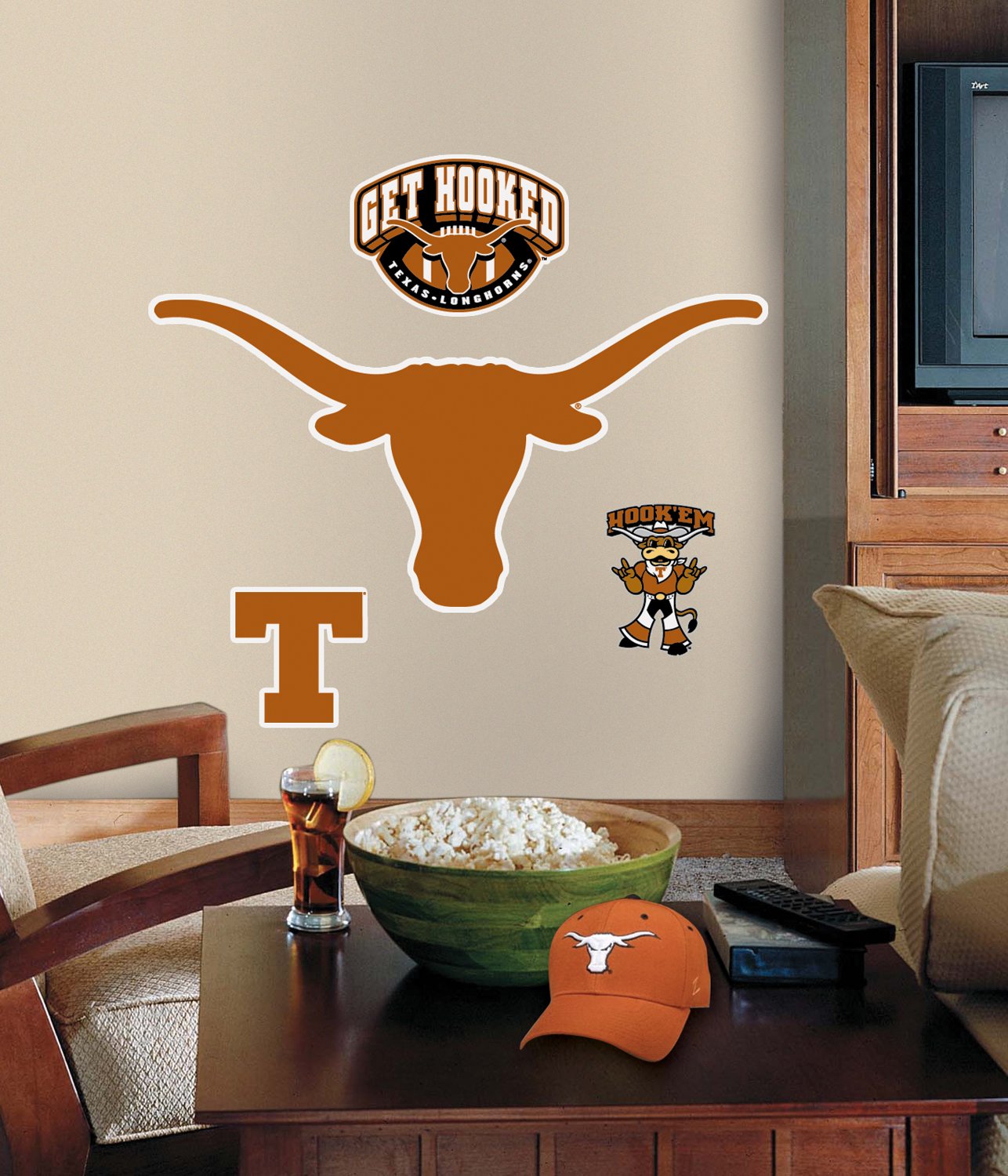 University of Texas Longhorns Giant Peel and Stick Wall Decals - Removable College Dorm Room Decor for Fans & Alumni - Perfect for Bedroom, Game Room, Office & Gifts