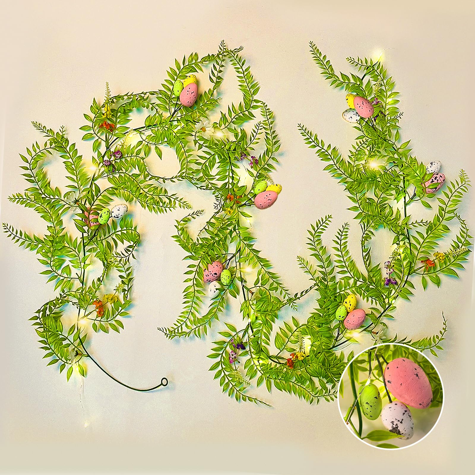 RECUTMS 20 LED Easter Egg Garland Lights String - Colorful Spring & Easter Decor for Mantle, Party, Birthday, Home Indoor Decorations | Perfect for Easter Celebrations, Spring Parties, and Festive Home Decor