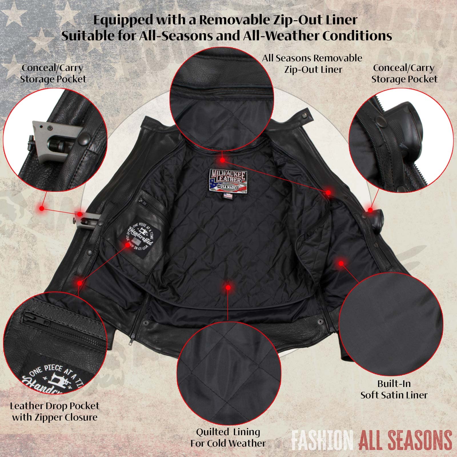Milwaukee Leather MLJKL5002 Women's Black Premium Motorcycle Jacket - USA Made Genuine Leather Biker Jacket for Riding & Casual Wear