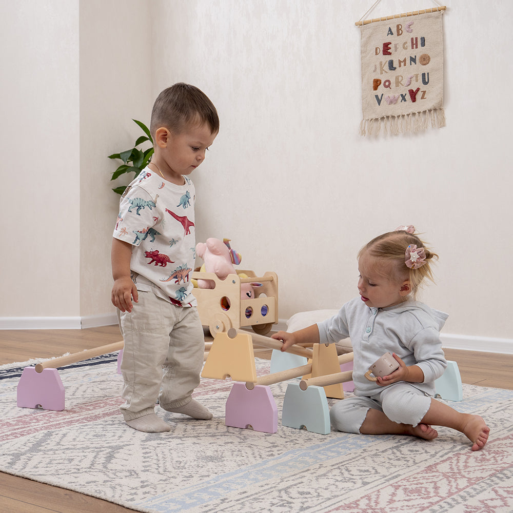 Kids Balance Beam Set for Gymnastics Training - Non-Slip Wooden Beam for Toddlers & Children - Indoor/Outdoor Play, Home Gym Equipment for Balance Practice & Coordination