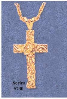 Sterling Silver or 14K White/Yellow Gold Rose Vine Cross Pendant - Handcrafted in USA - Perfect for Gifts, Baptism, Weddings & Religious Jewelry