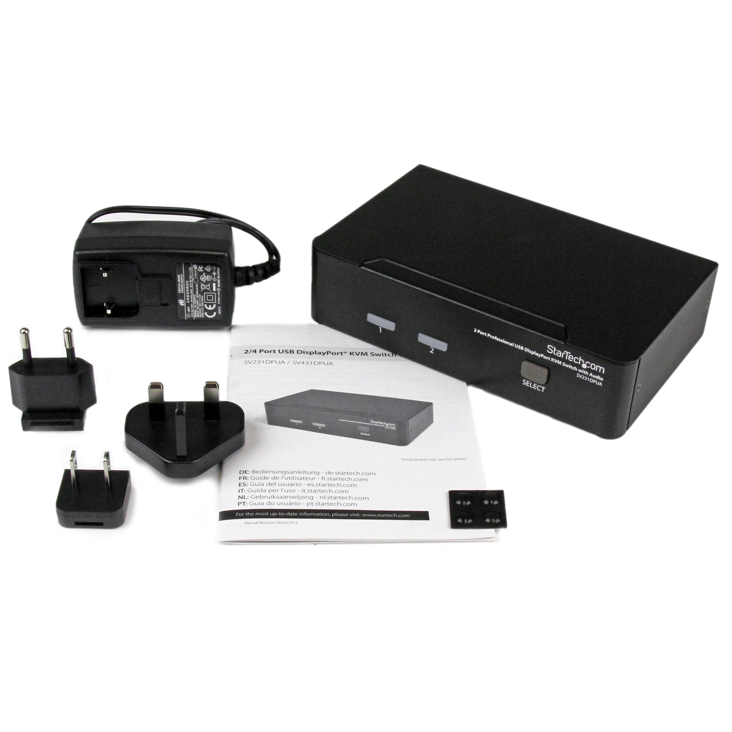 StarTech.com 2 Port DisplayPort KVM Switch - 2560x1600 Resolution, TAA Compliant @60Hz - Dual Port DP USB Switch for Keyboard, Video & Mouse with Audio Support (SV231DPUA) - Perfect for Multi-Computer Workstations, Gaming Setups & Office Environments