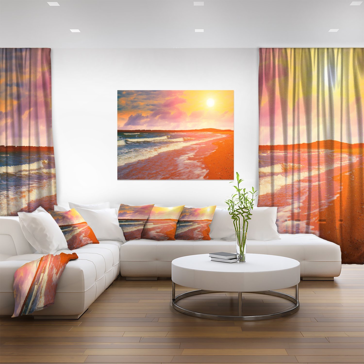 Sunset Desert Beach Canvas Art Print - Modern Coastal Wall Decor for Living Room, Bedroom & Office