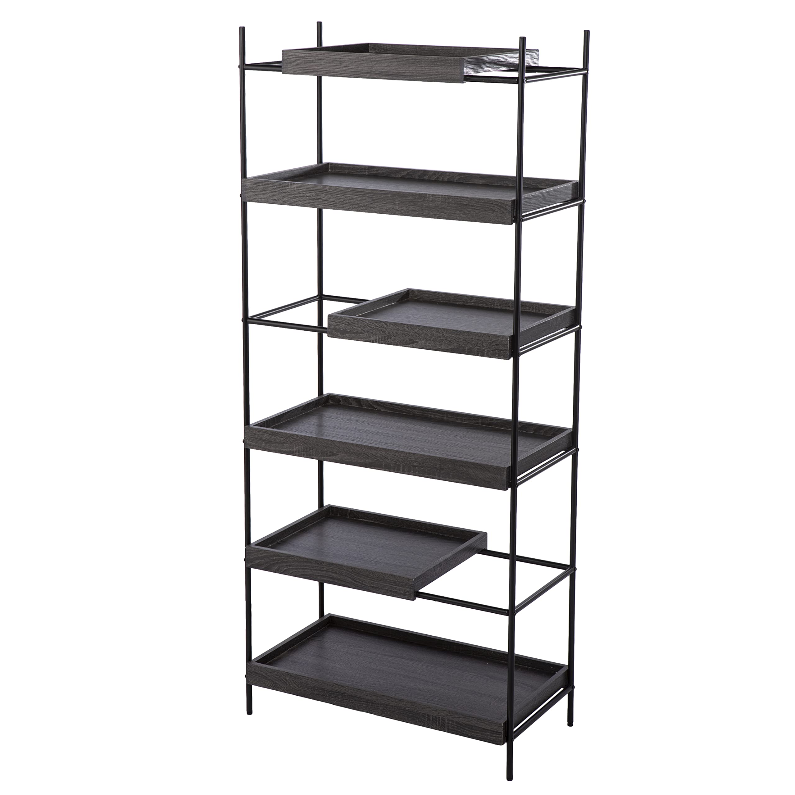 SEI Furniture Wall Mounted Sliding Shelf Bookcase - Black, Modern Storage Solution for Living Room, Bedroom, or Office Organization
