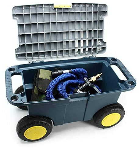 Removable Garden Cart Seat with Storage Tray - Heavy Duty 4-Wheel Garden Stool & Tool Organizer for Gardening, Landscaping | Perfect for Outdoor Work, Shed Storage & Backyard Organization