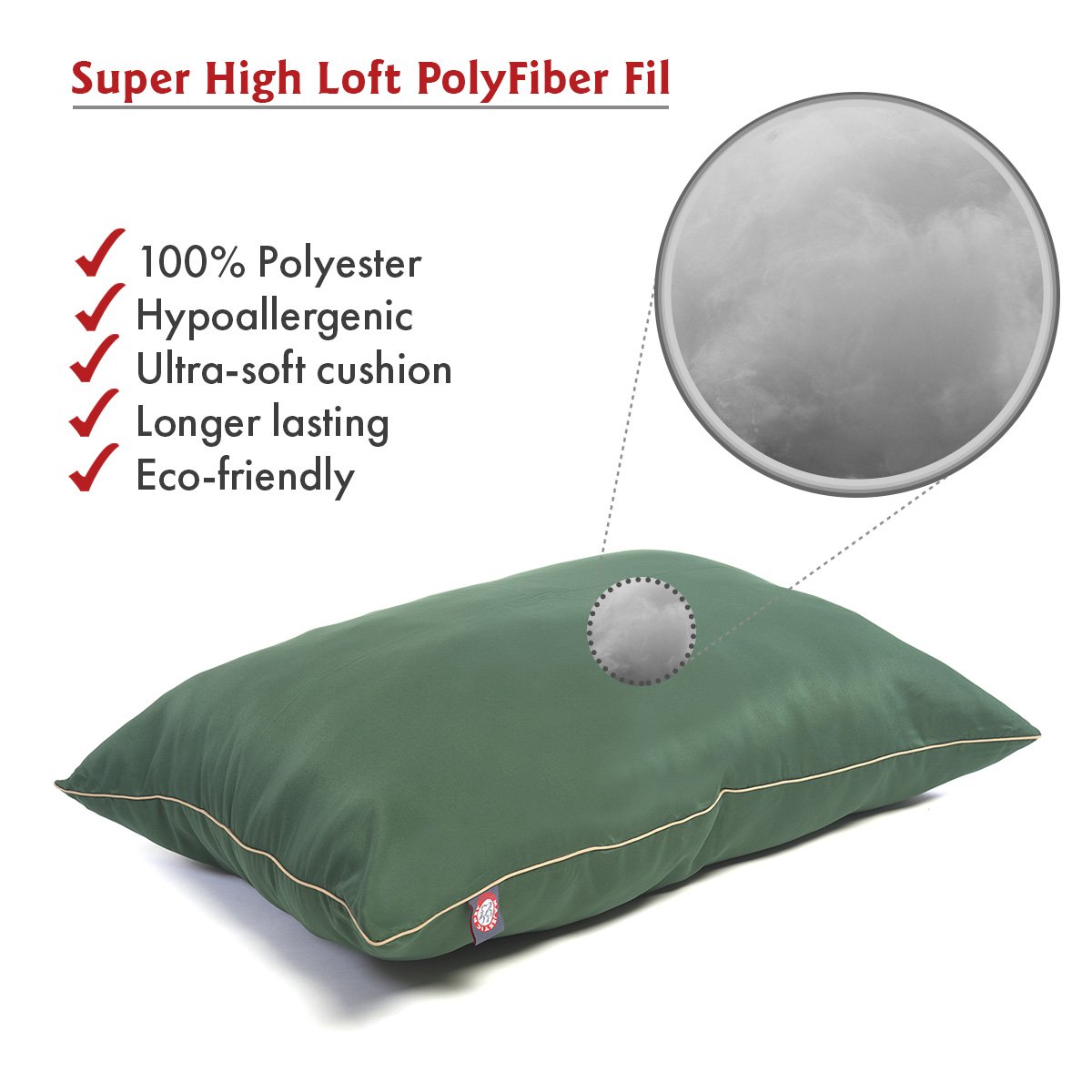Washable Non-Slip Large Dog Bed for Big Breeds 46x35 Inch - Comfortable Rectangular Pet Crate Bed with Super Value Pillow - Solid Green Kennel Sleeping Mat for Dogs - Perfect for Home, Crate & Travel Use