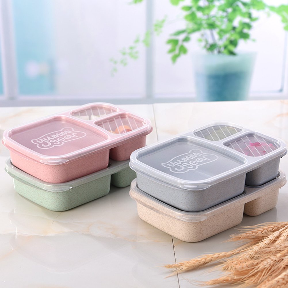 Eco-Friendly Wheat Straw Bento Box - Microwave & Dishwasher Safe for Lunch & Picnics