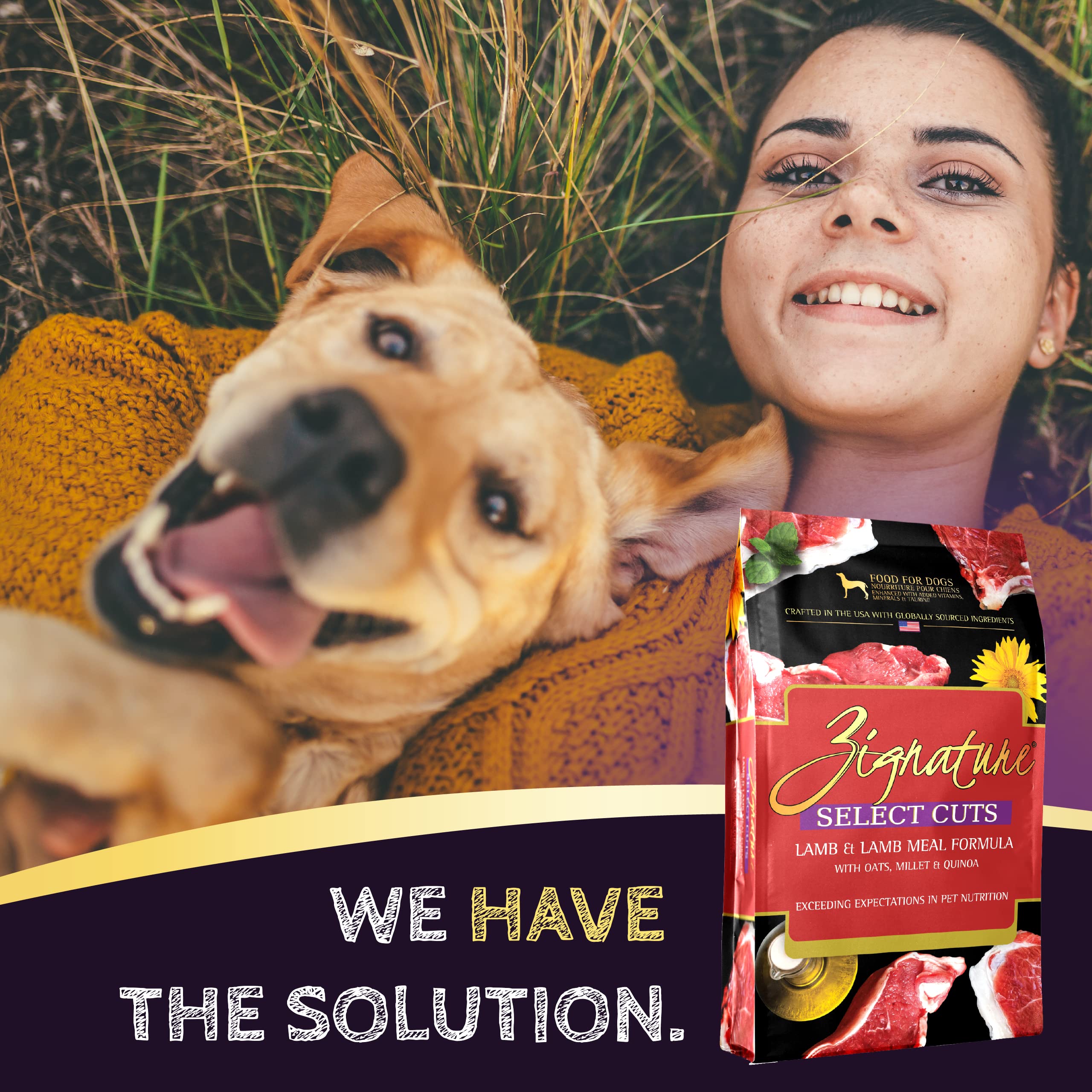 Zignature Select Cuts Lamb Formula Dry Dog Food - 25lb Bag for Large Breed Dogs | High Protein Grain-Free Kibble for Adult Dogs | Perfect for Active Pets & Sensitive Stomachs