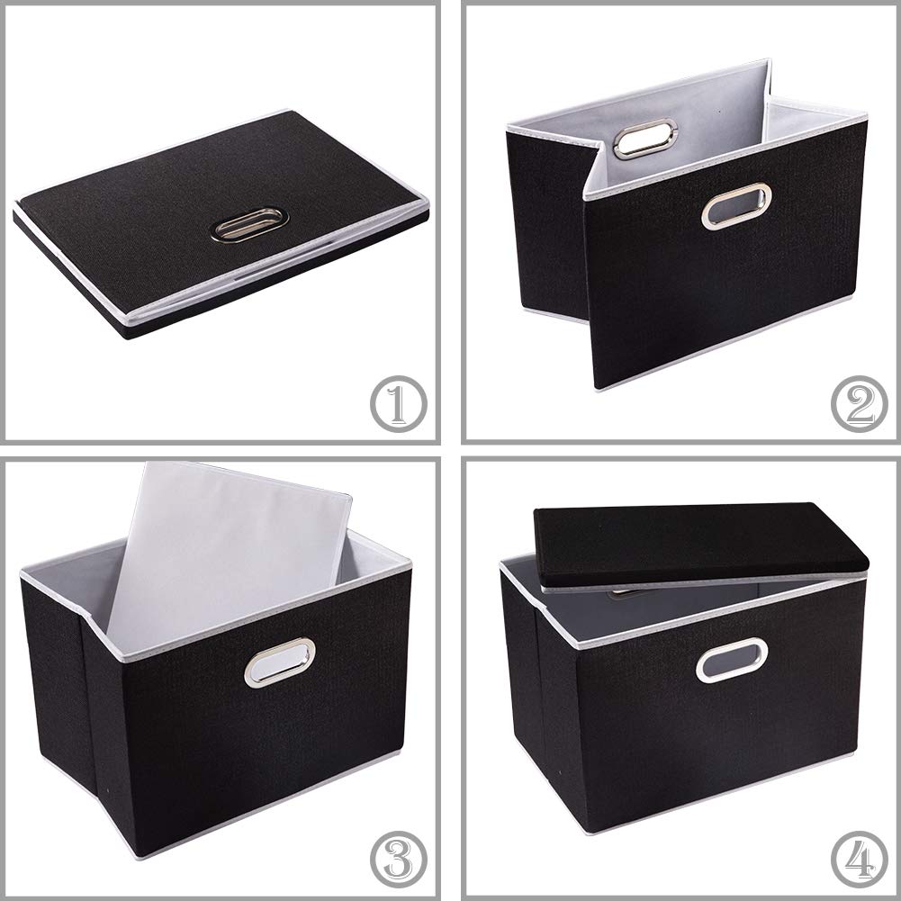 PRANDOM Extra Large Collapsible Storage Bins with Lids [5-Pack] - Foldable Fabric Storage Baskets & Organizer Containers for Closet, Bedroom, Office, Nursery - 22.8x15.75x13.8 Inches - Space Saving Home Organization Solution