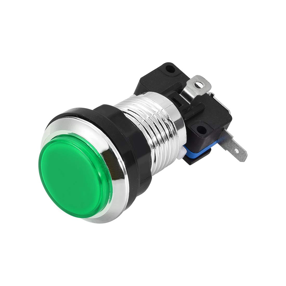 33mm Round 12V LED Illuminated Arcade Push Button Switch with Micro Switch - Green (1pc) for Video Games, DIY Arcade Cabinet & Home Gaming Setup