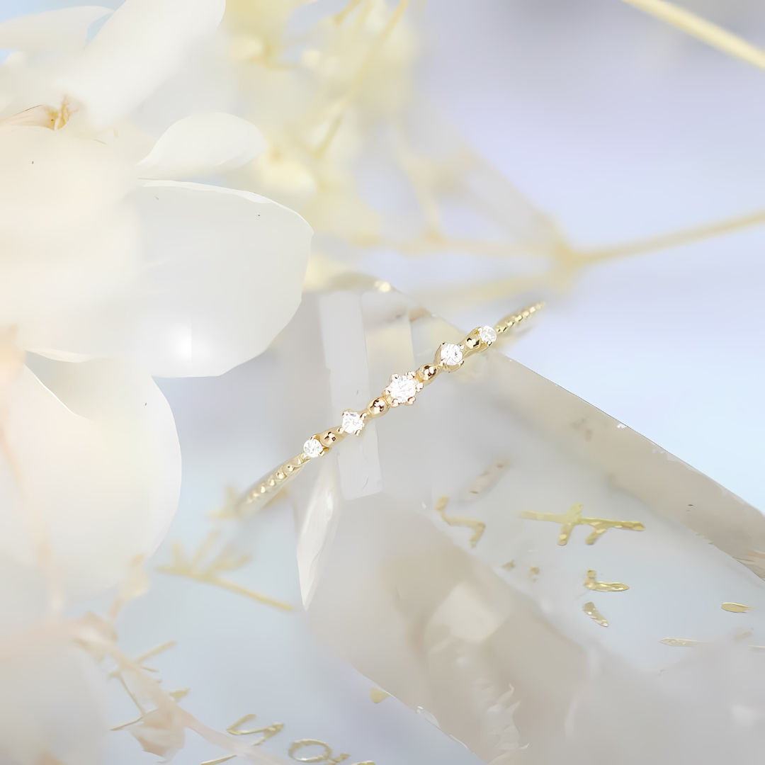 18K Gold Curved Eternity Stackable Wedding Band Ring for Women - Dainty Minimalist V-Shaped Ring for Stacking, Anniversary Gift, Bridal Jewelry | Perfect for Everyday Wear, Date Nights & Special Occasions