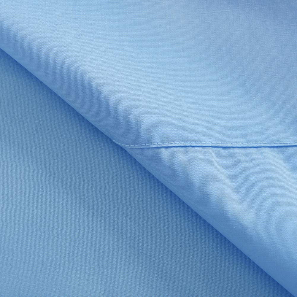 Queen Size Percale Bed Sheets - 200 Thread Count Cotton Polyester Blend (60% Cotton 40% Polyester) - Wrinkle Free, Breathable & Crisp Feel - 4 Piece Sheet Set in Blue - Perfect for Hot Sleepers & All-Season Comfort