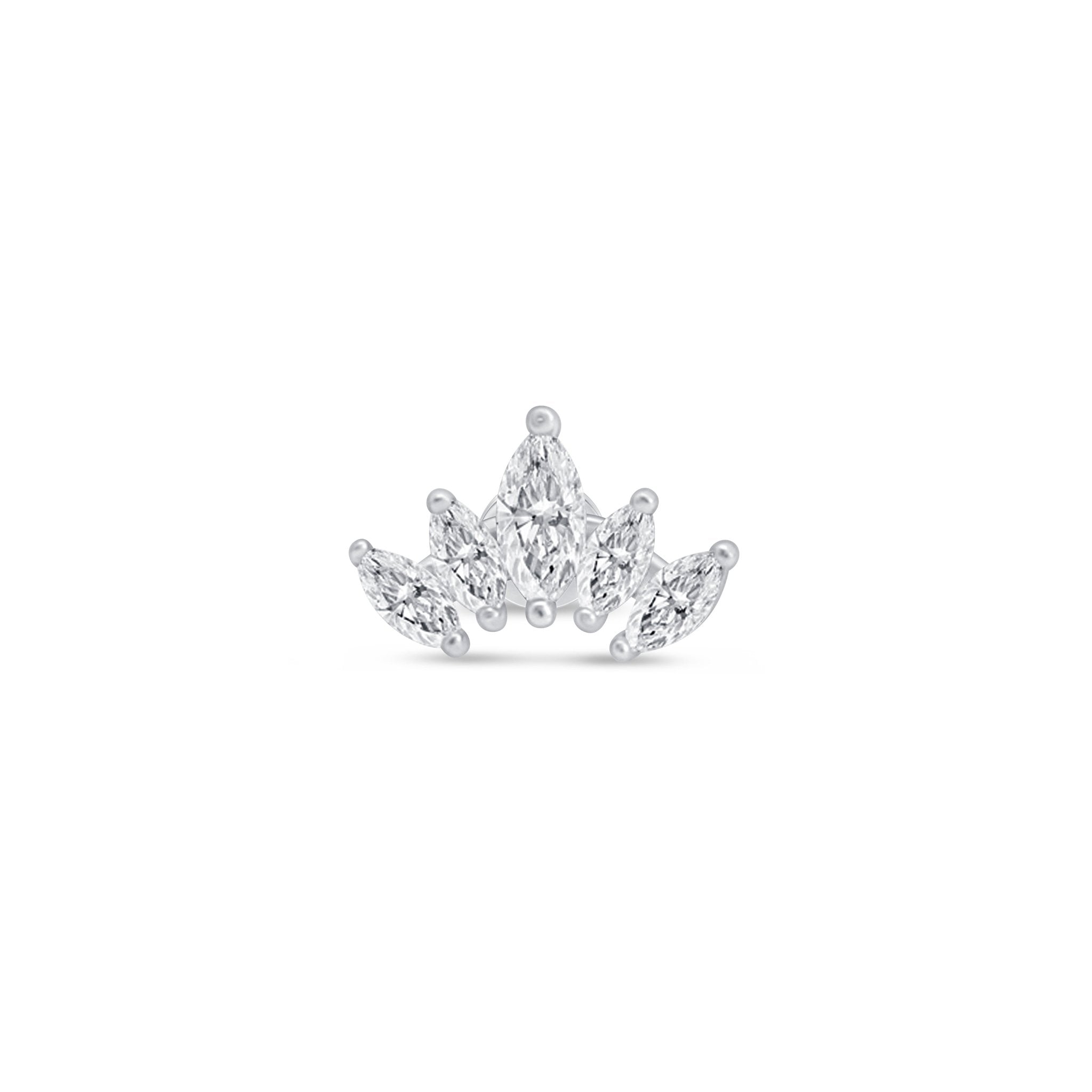 14K White Gold Marquise Cut Five Petal Lotus Stud Earrings - Elegant Floral Jewelry for Women, Perfect for Weddings, Parties & Everyday Wear