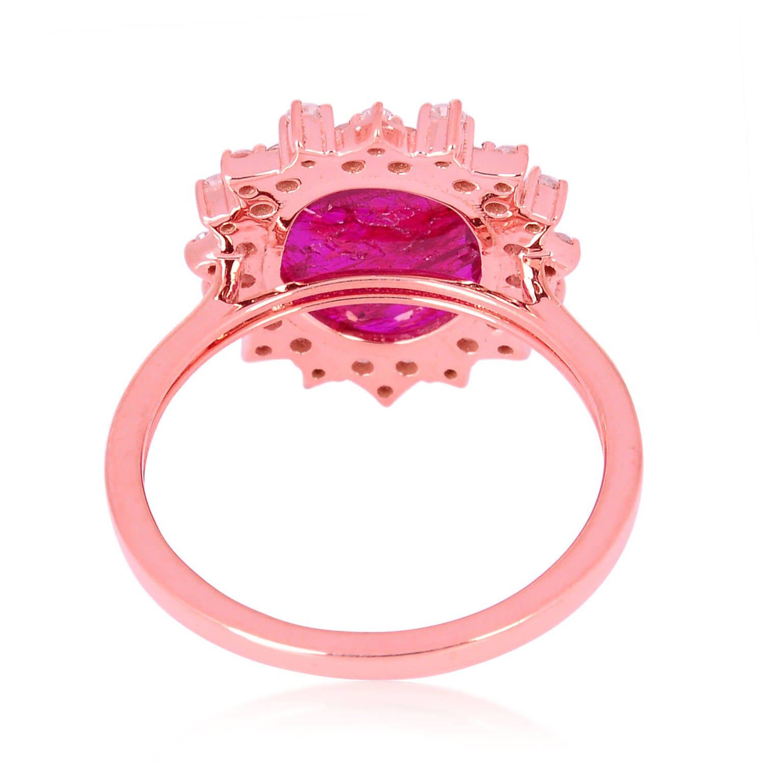 18K Rose Gold Ruby and Diamond Wedding Ring for Women - Elegant Bridal Jewelry for Engagement, Anniversary, and Special Occasions