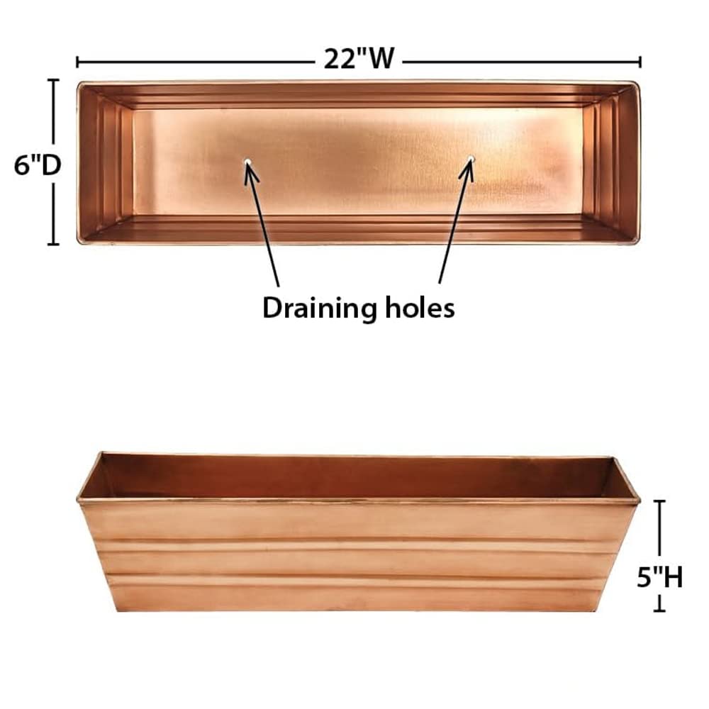 Compact Copper-Plated Flower Box for Container Gardening - Window Planter with Multiple Mounting Options | Outdoor Garden Decor for Balcony, Patio & Window Sills