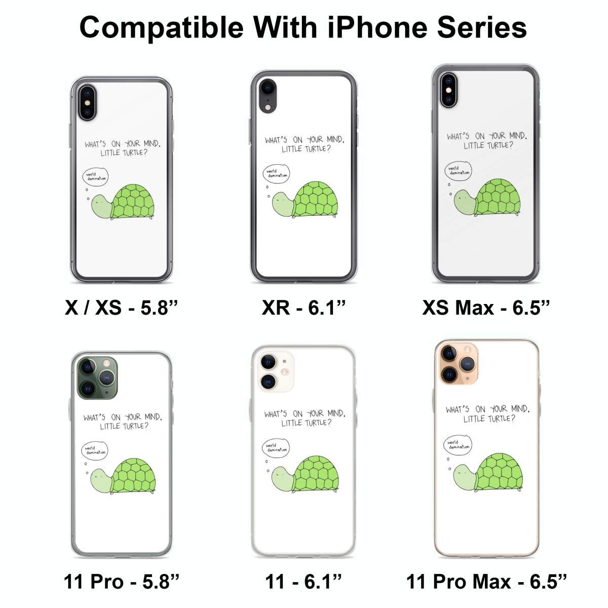 Turtle World Domination Clear Phone Case for iPhone 15 14 13 12 11 X Xs Xr 8 7 6 6s Plus Pro Max - Slim Protective Cover with Fun Turtle Design - Perfect for School, Work & Everyday Use