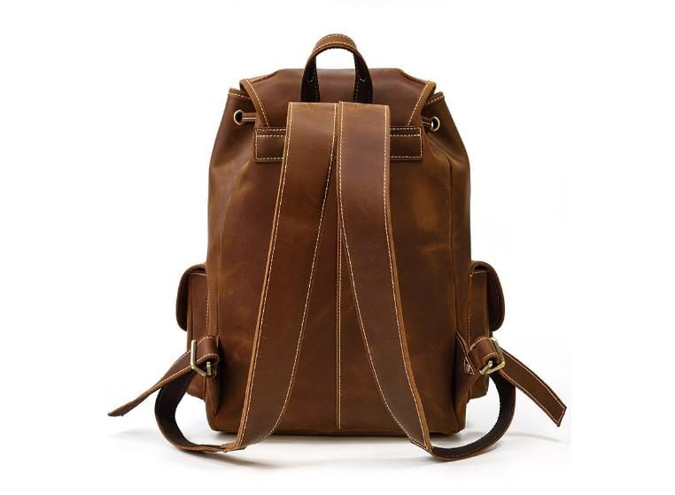 Durable Brown Leather Large Backpack Purse for Women & Men - Stylish Travel & Work Commute Bag for Laptop & Essentials