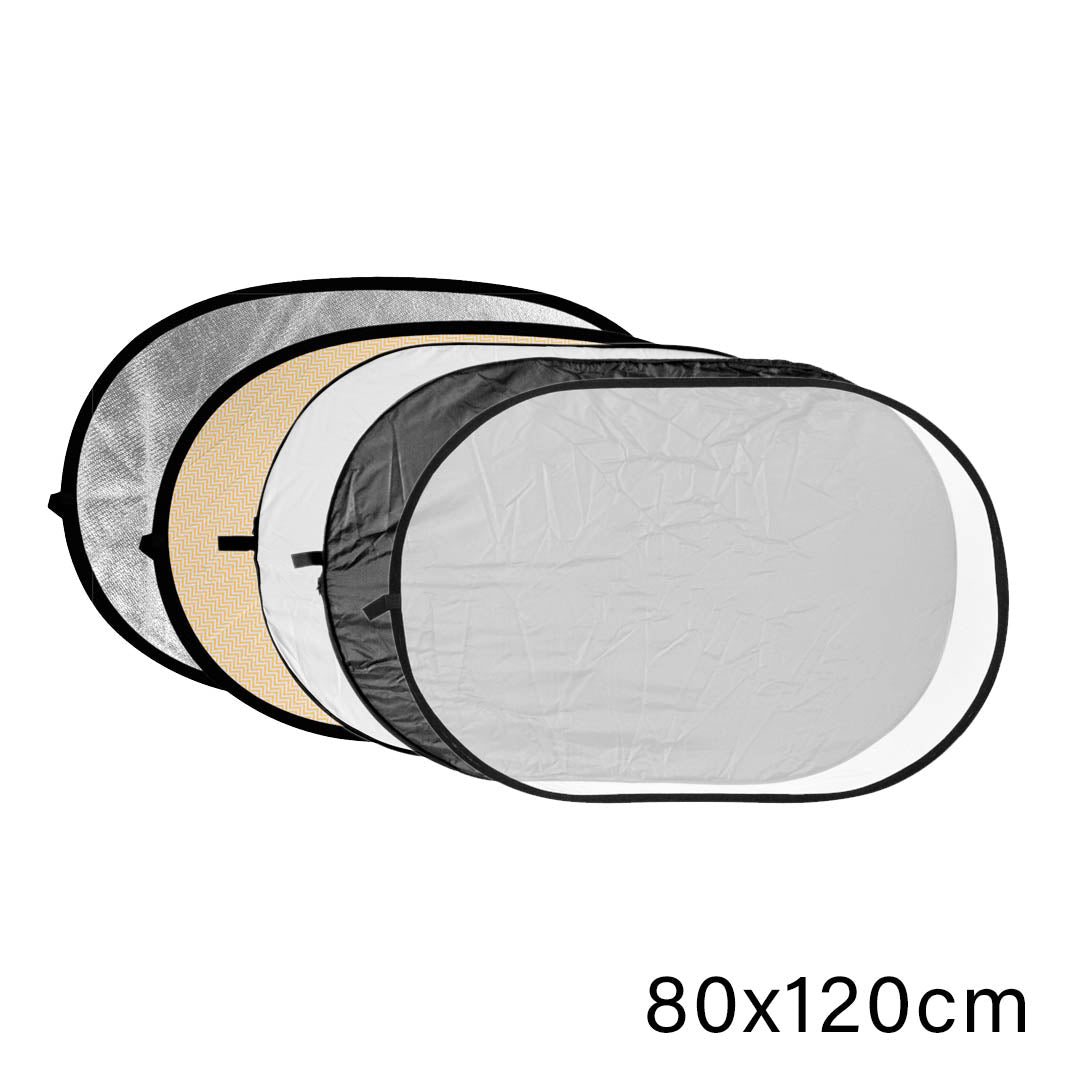 5-in-1 Collapsible Reflector Panel 80x120cm (2.6'x4') - RFT 07 80120 - Perfect for Photography, Videography & Studio Lighting