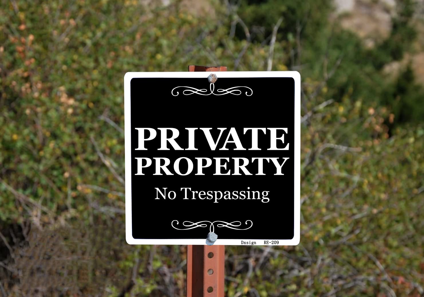 Black No Trespassing Private Property Sign - 9x9 Inch Durable Aluminum Metal Sign, UV Protected & Weatherproof for Indoor/Outdoor Use - Perfect for Home, Business, Yard & Farm Security (2-Pack)